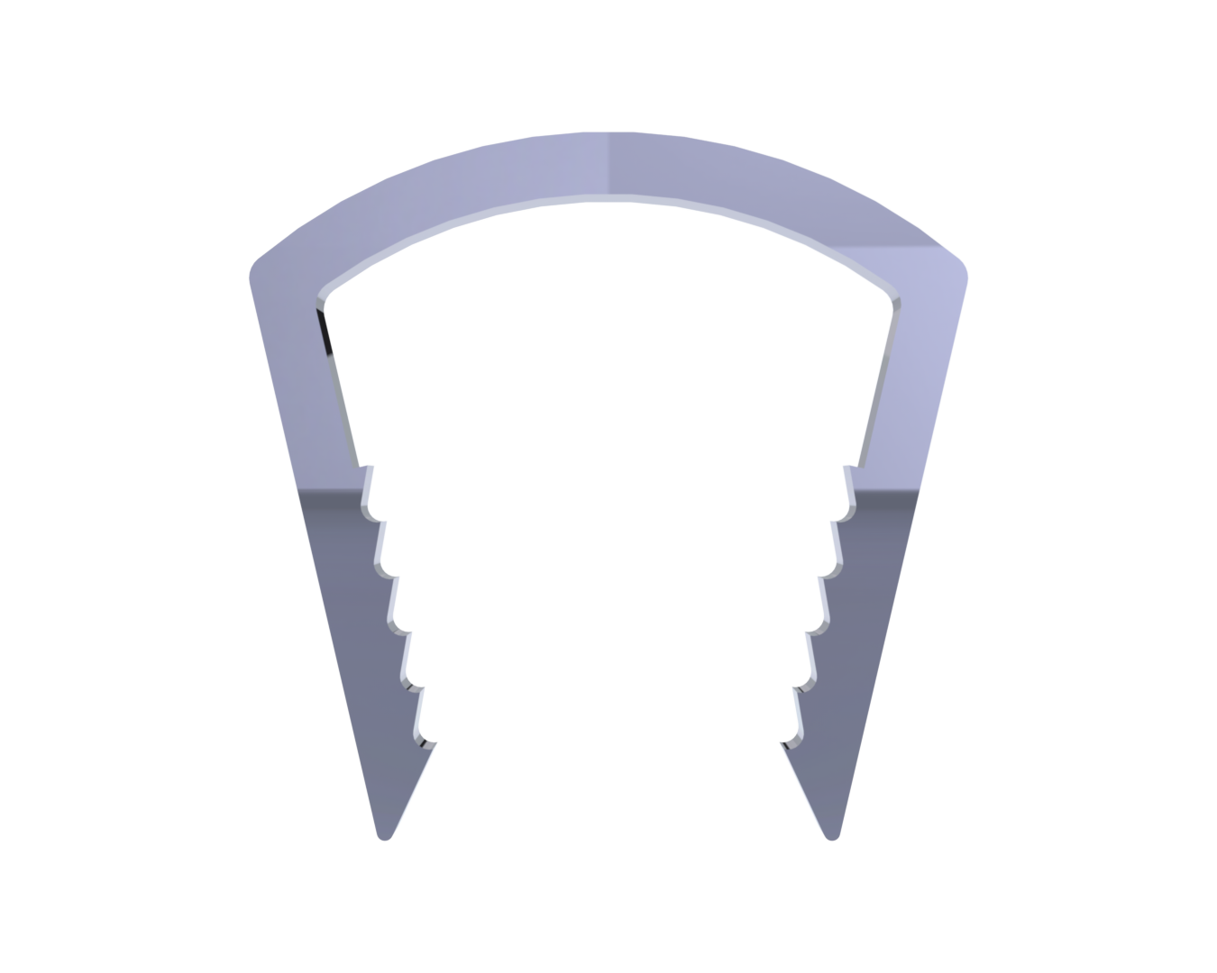 Front view of the LINKT compression staple showing Nitinol legs and serrated teeth.